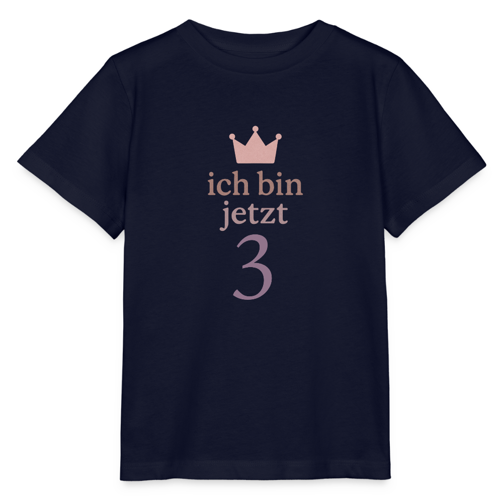 Bio Kinder T-Shirt "ich bin jetzt drei" - Navy