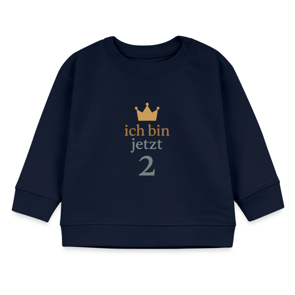 Bio Baby Pullover "ich bin jetzt zwei" - Navy