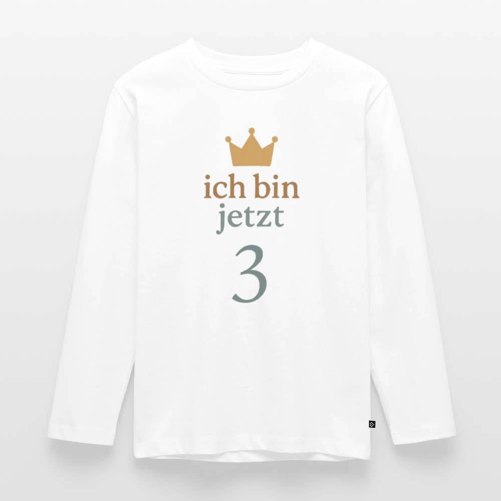 Kinder Langarmshirt "ich bin jetzt drei" - Weiß