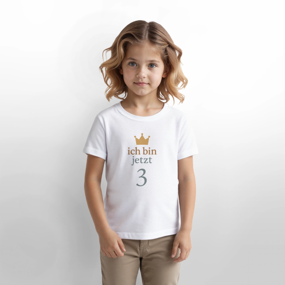 Bio Kinder T-Shirt "ich bin jetzt drei" - Weiß