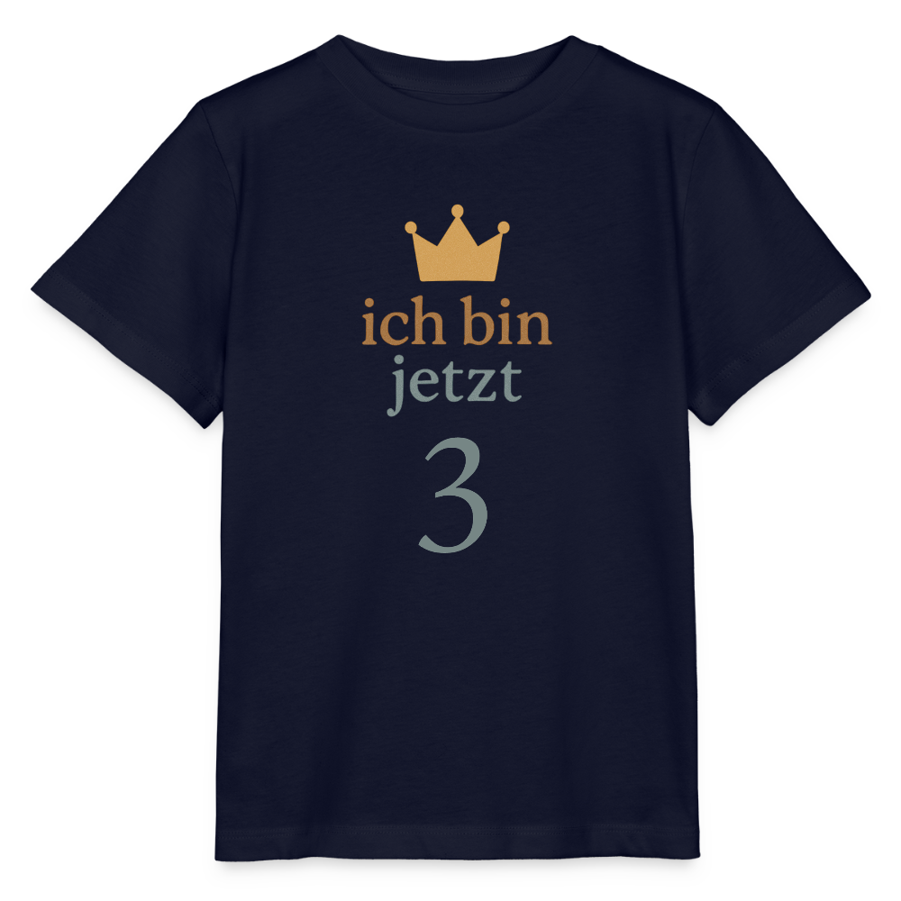 Bio Kinder T-Shirt "ich bin jetzt drei" - Navy