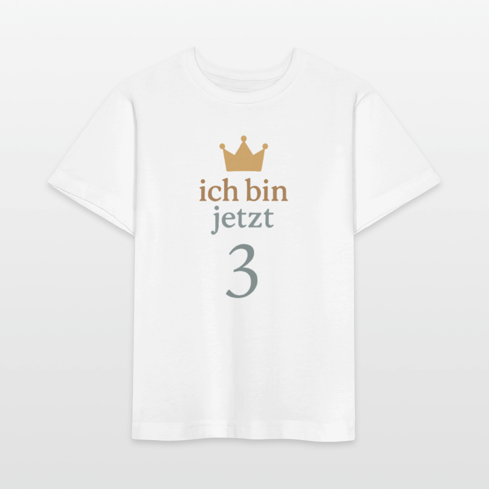 Bio Kinder T-Shirt "ich bin jetzt drei" - Weiß