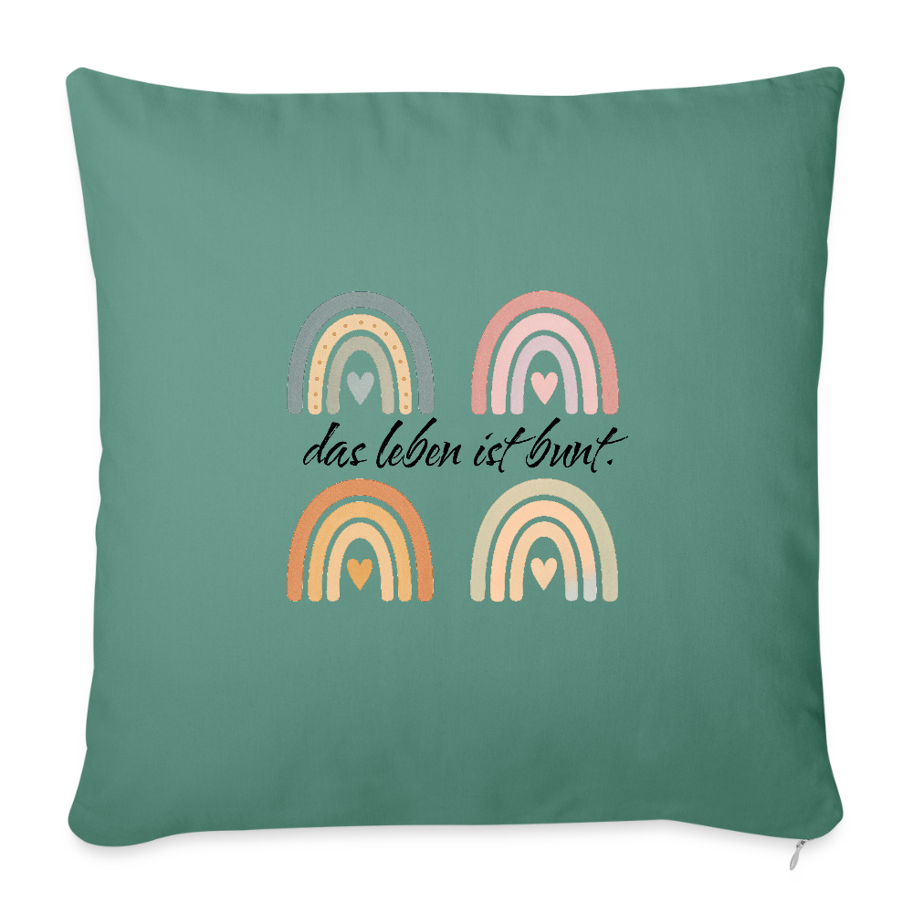 Sofakissen mit Füllung 44 x 44 cm "das Leben ist bunt." - Tanngrün