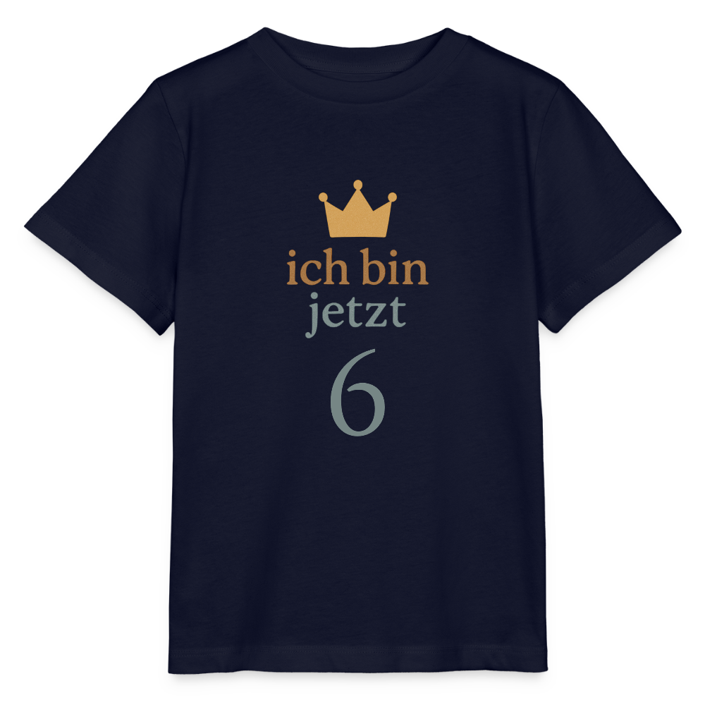 Bio Kinder T-Shirt "ich bin jetzt sechs" - Navy