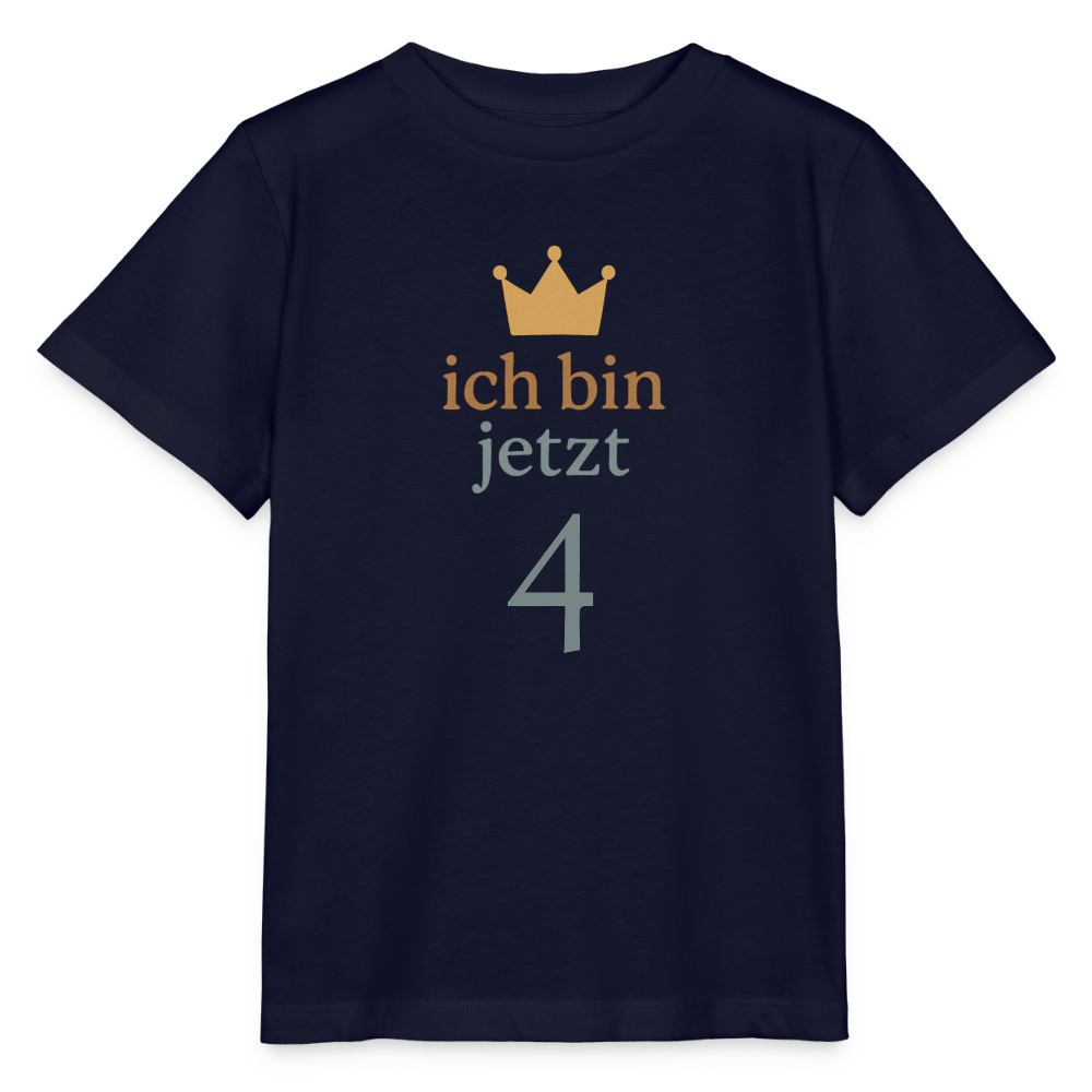 Bio Kinder T-Shirt "ich bin jetzt vier" - Navy