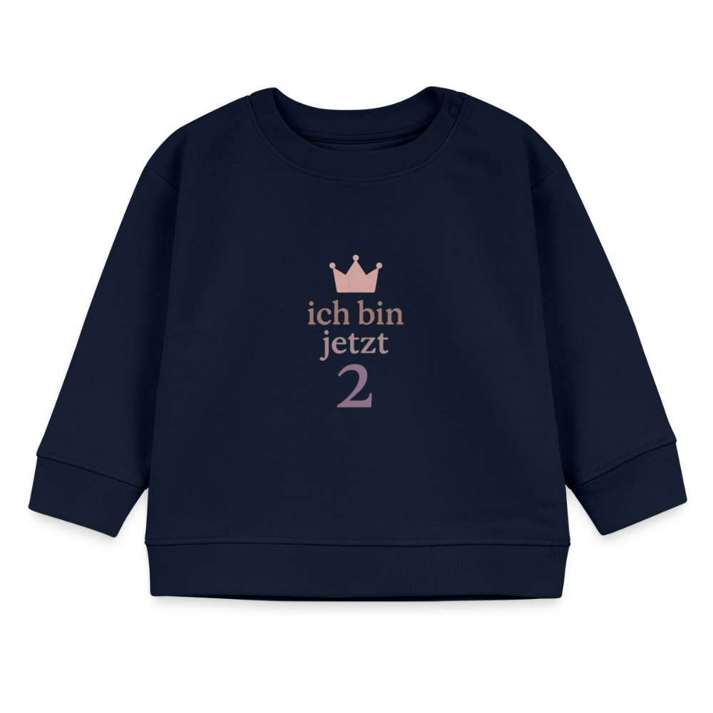 Bio Baby Pullover "ich bin jetzt zwei" - Navy