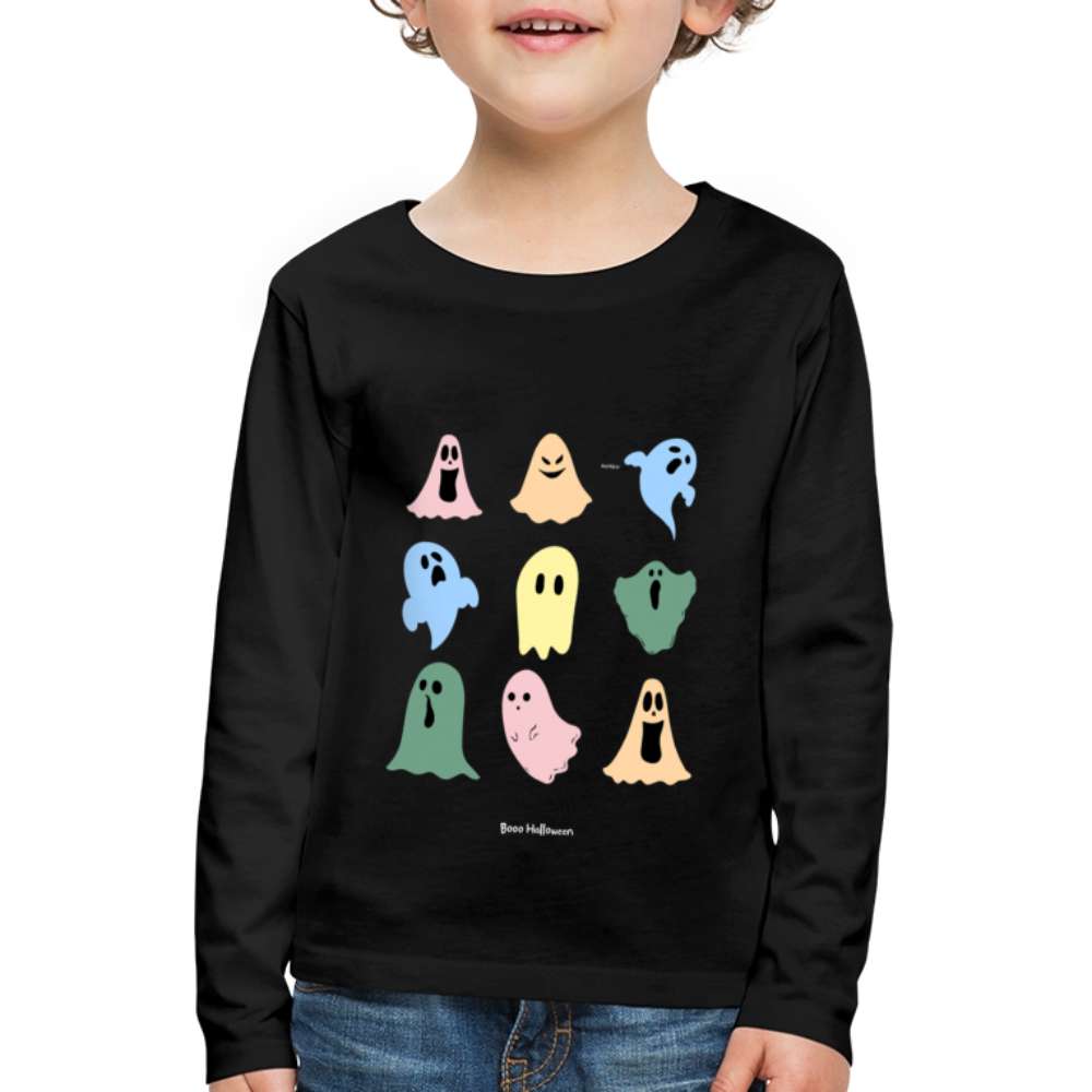 Kinder Langarmshirt "Boo Halloween" - Schwarz
