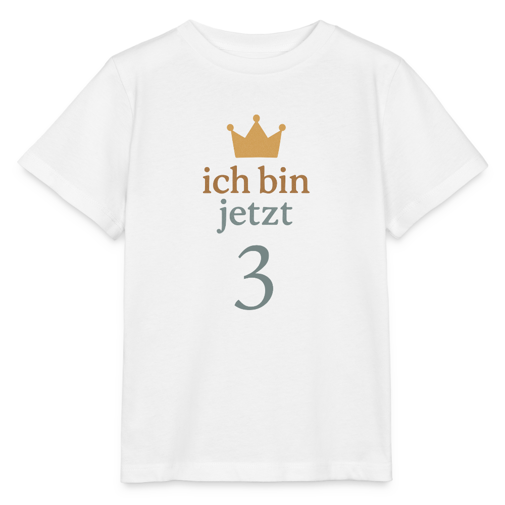 Bio Kinder T-Shirt "ich bin jetzt drei" - Weiß