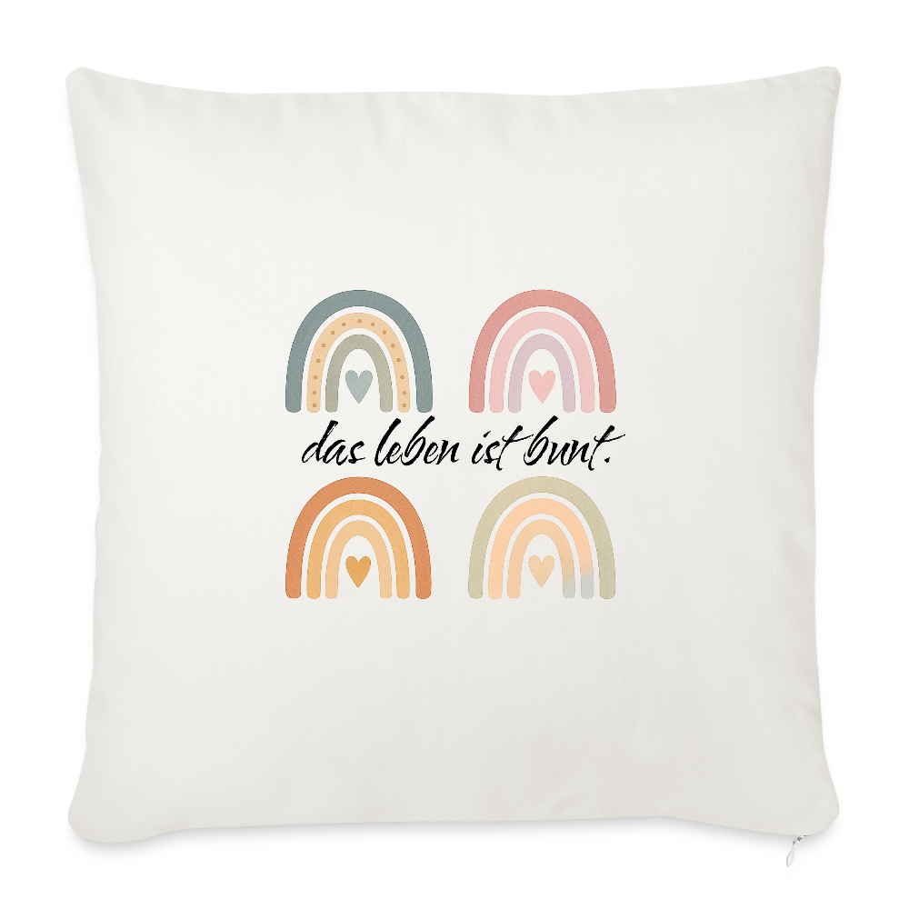Sofakissen mit Füllung 44 x 44 cm "das Leben ist bunt." - Naturweiß