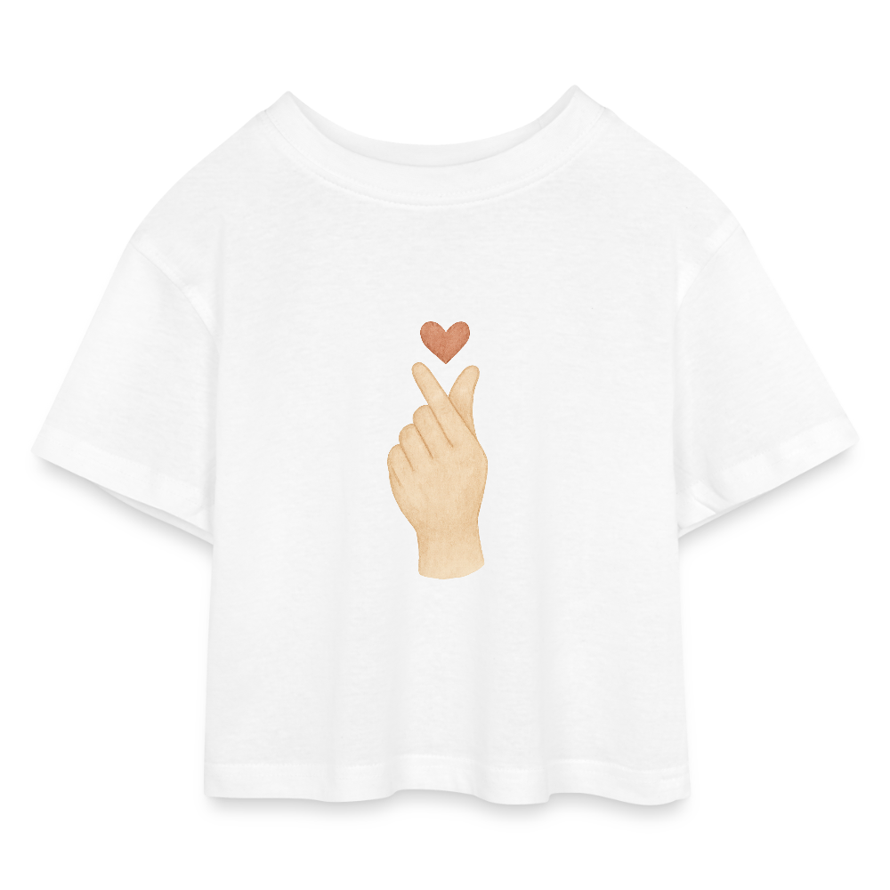 Kinder Cropped T-Shirt "Herz" - Weiß