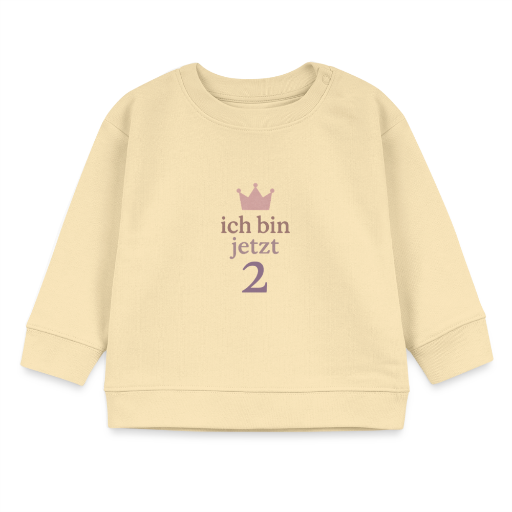 Bio Baby Pullover "ich bin jetzt zwei" - Creme