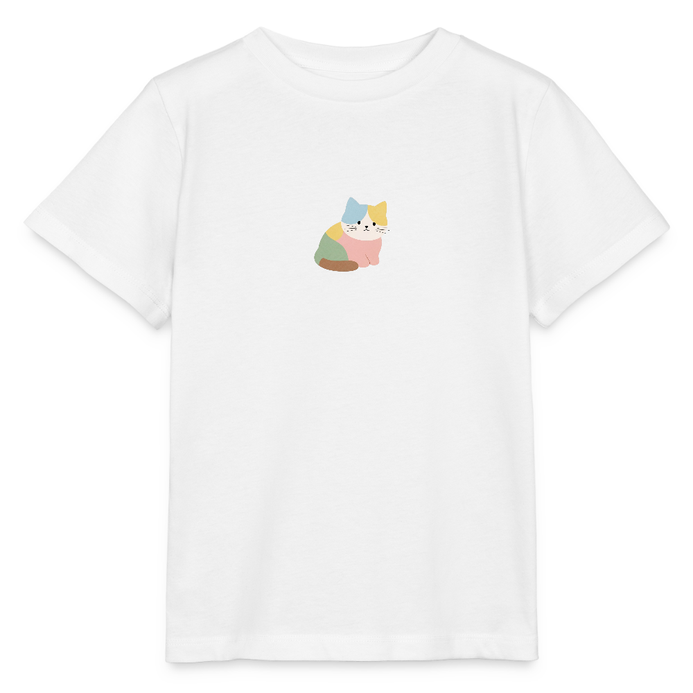 Bio Kinder T-Shirt "Katze" - Weiß