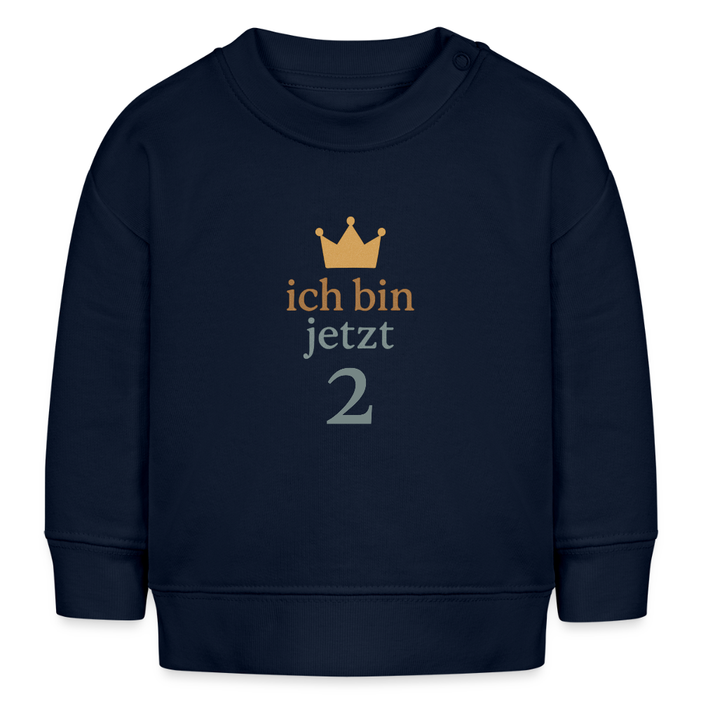Bio Baby Pullover "ich bin jetzt zwei" - Navy