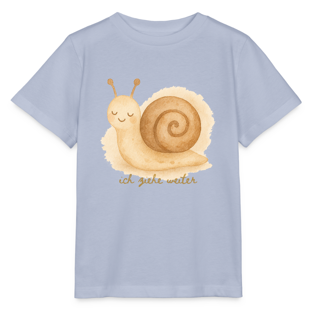Bio Kinder T-Shirt "ich ziehe weiter" - Lavendel-Violett
