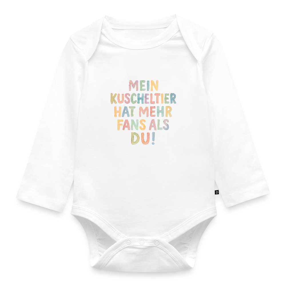 Bio Baby Langarm-Body "Mein Kuscheltier" - Weiß