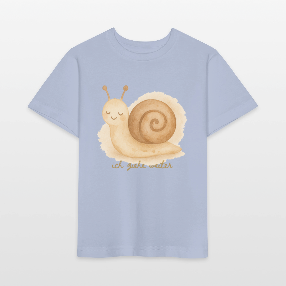 Bio Kinder T-Shirt "ich ziehe weiter" - Lavendel-Violett