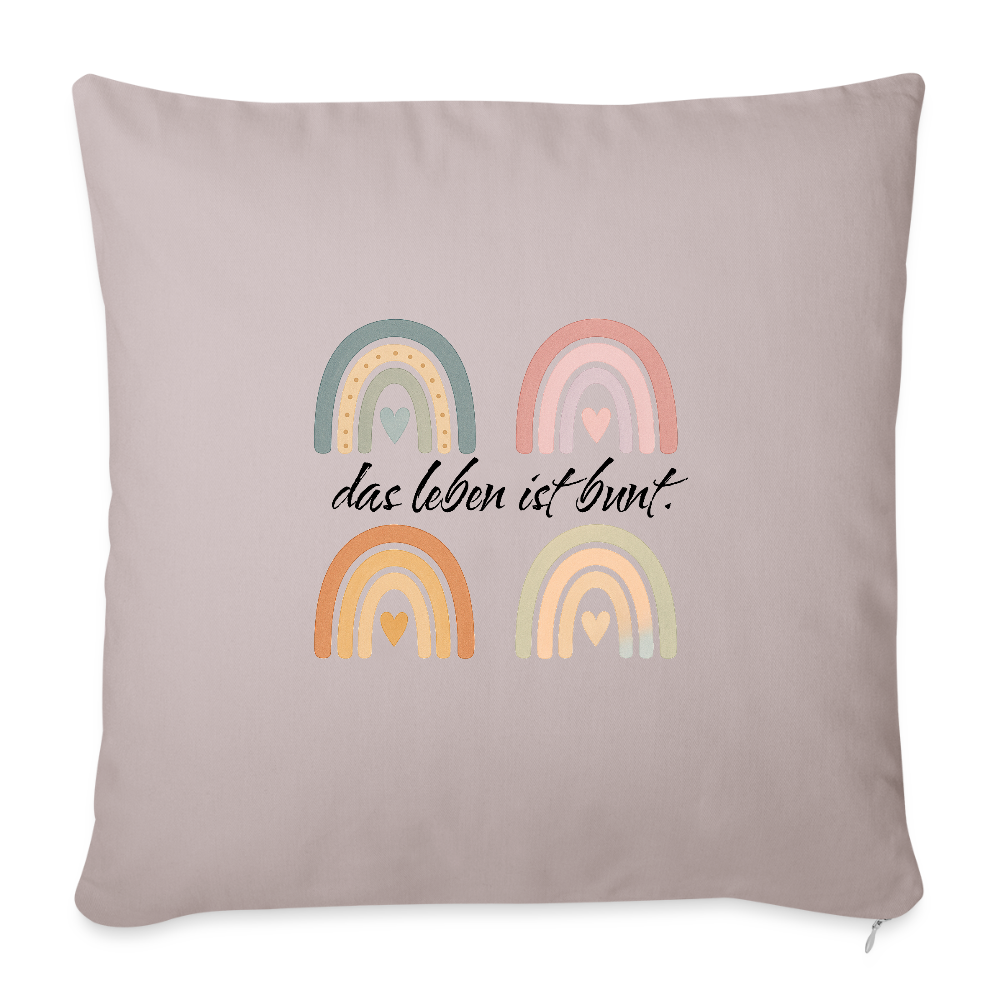 Sofakissen mit Füllung 44 x 44 cm "das Leben ist bunt." - helles Taupe