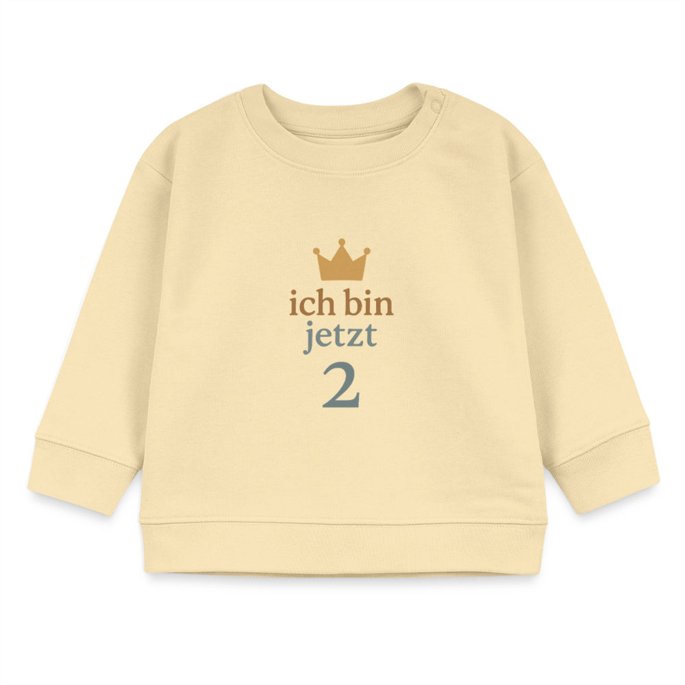 Bio Baby Pullover "ich bin jetzt zwei" - Creme