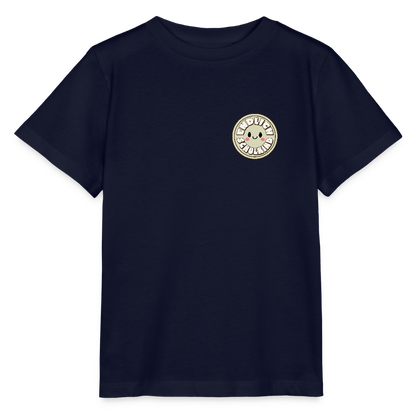 Bio Kinder T-Shirt "Endlich Schulkind Smiley" - Navy
