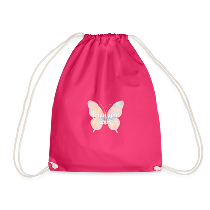Turnbeutel "Schulkind 2025 Schmetterling" - Fuchsia