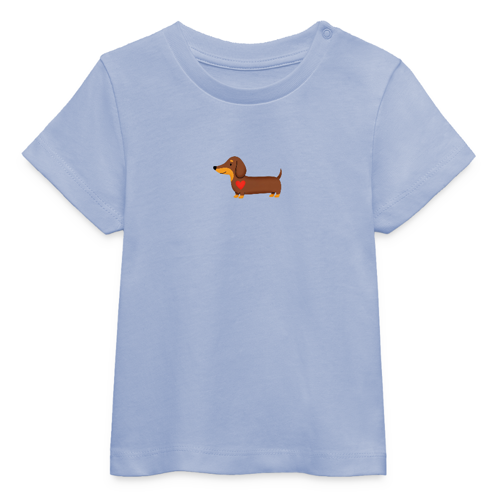 Bio Baby T-Shirt "Dackel mit Herz" - Sky