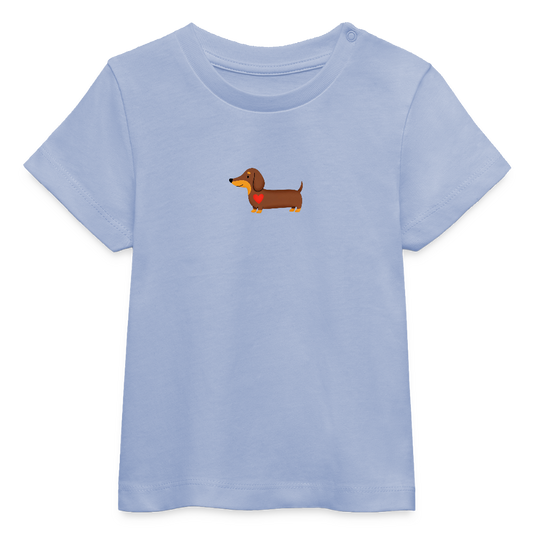 Bio Baby T-Shirt "Dackel mit Herz" - Sky