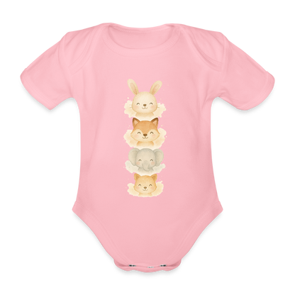 Bio Baby Kurzarm-Body "tierisch süß" - Hellrosa