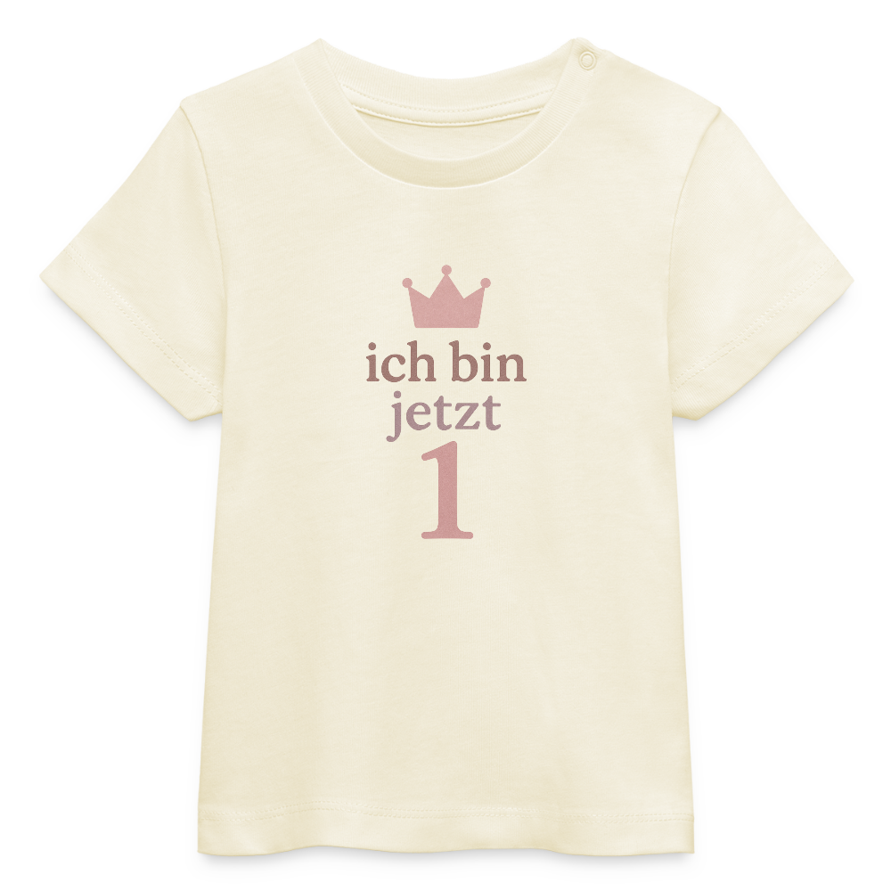 Bio Baby T-Shirt "ich bin jetzt eins" - Weißgrau