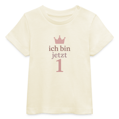 Bio Baby T-Shirt "ich bin jetzt eins" - Weißgrau
