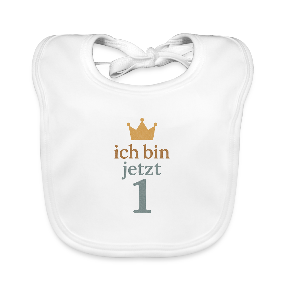 Bio Baby Lätzchen "ich bin jetzt eins" - Weiß