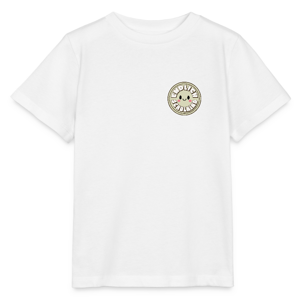 Bio Kinder T-Shirt "Endlich Schulkind Smiley" - Weiß