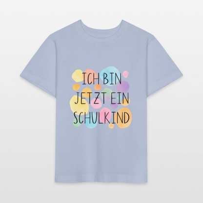 Bio Kinder T-Shirt "Ich bin jetzt ein Schulkind" - Lavendel-Violett
