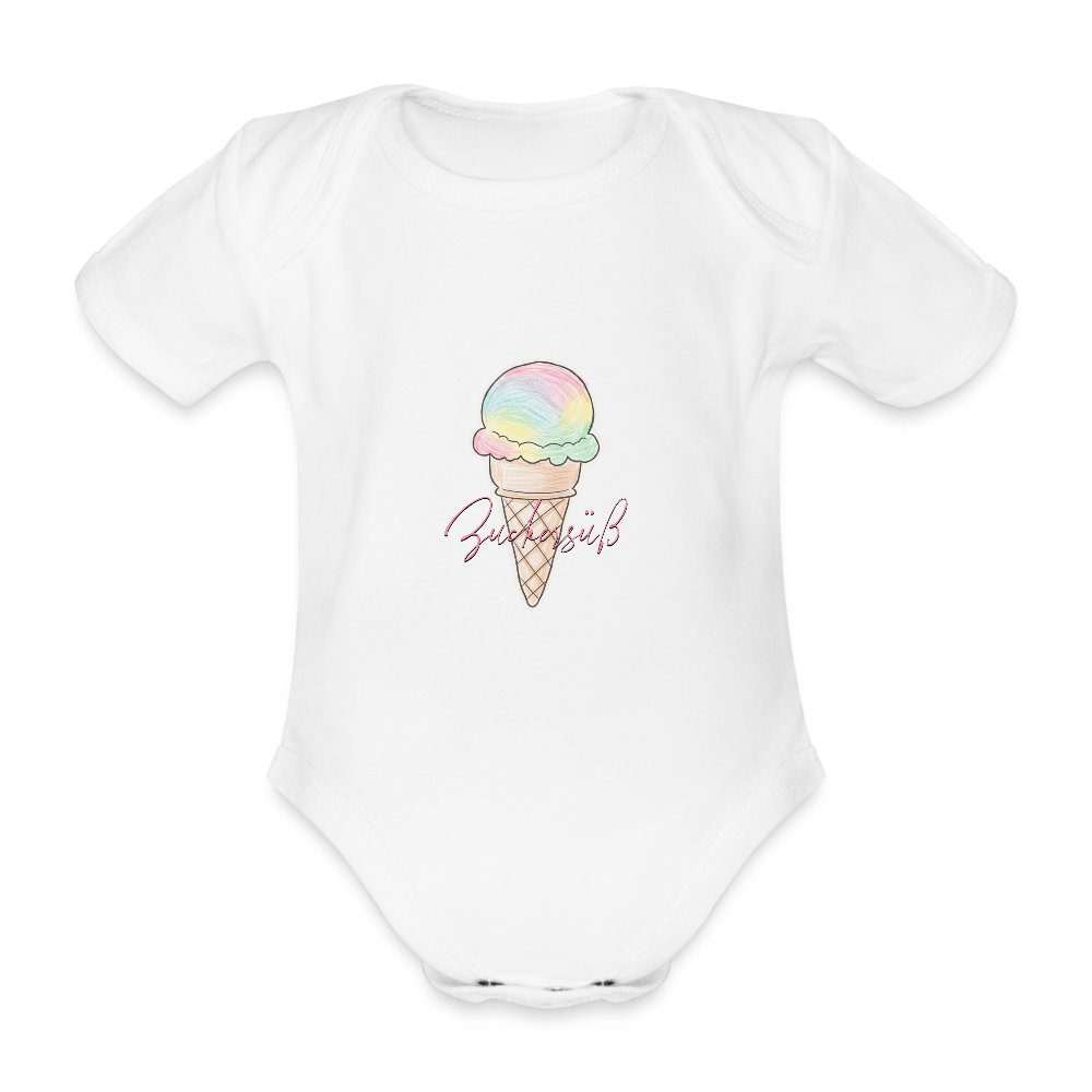 Bio Baby Kurzarm-Body "Zuckersüß" - Weiß