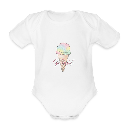 Bio Baby Kurzarm-Body "Zuckersüß" - Weiß