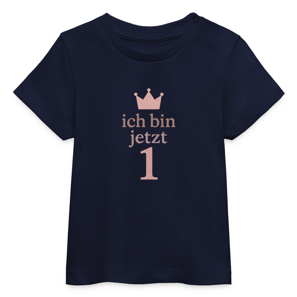 Bio Baby T-Shirt "ich bin jetzt eins" - Navy