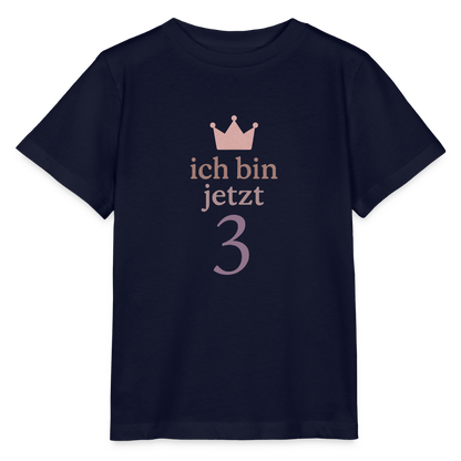 Bio Kinder T-Shirt "ich bin jetzt drei" - Navy