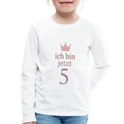 Kinder Langarmshirt "ich bin jetzt fünf" - Weiß
