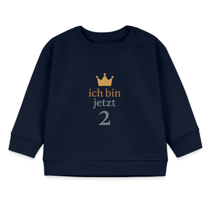 Bio Baby Pullover "ich bin jetzt zwei" - Navy