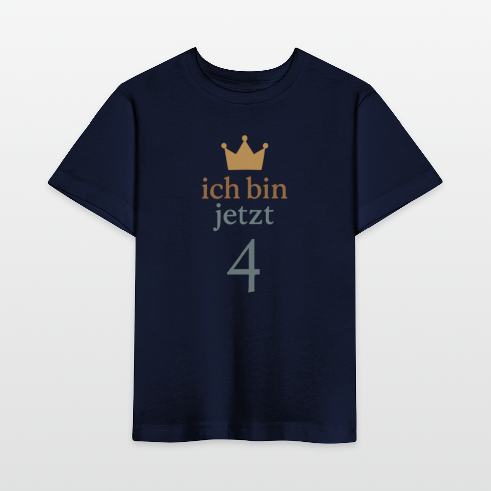 Bio Kinder T-Shirt "ich bin jetzt vier" - Navy
