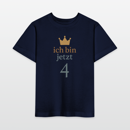 Bio Kinder T-Shirt "ich bin jetzt vier" - Navy