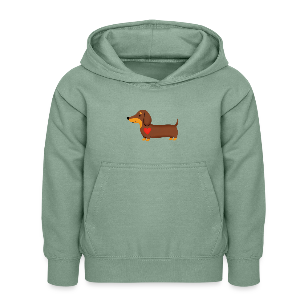 Kinder Kapuzenpullover "Dackel" - Graugrün