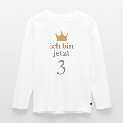 Kinder Langarmshirt "ich bin jetzt drei" - Weiß