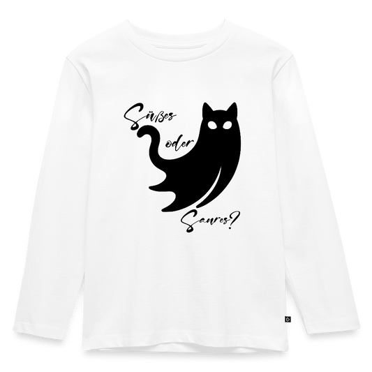 Kinder Langarmshirt "Katze" - Weiß