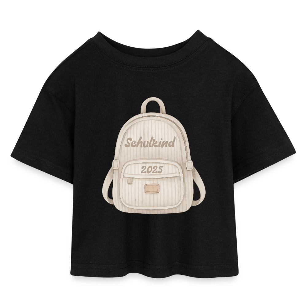 Kinder Cropped T-Shirt "Schulkind 2025" - Schwarz