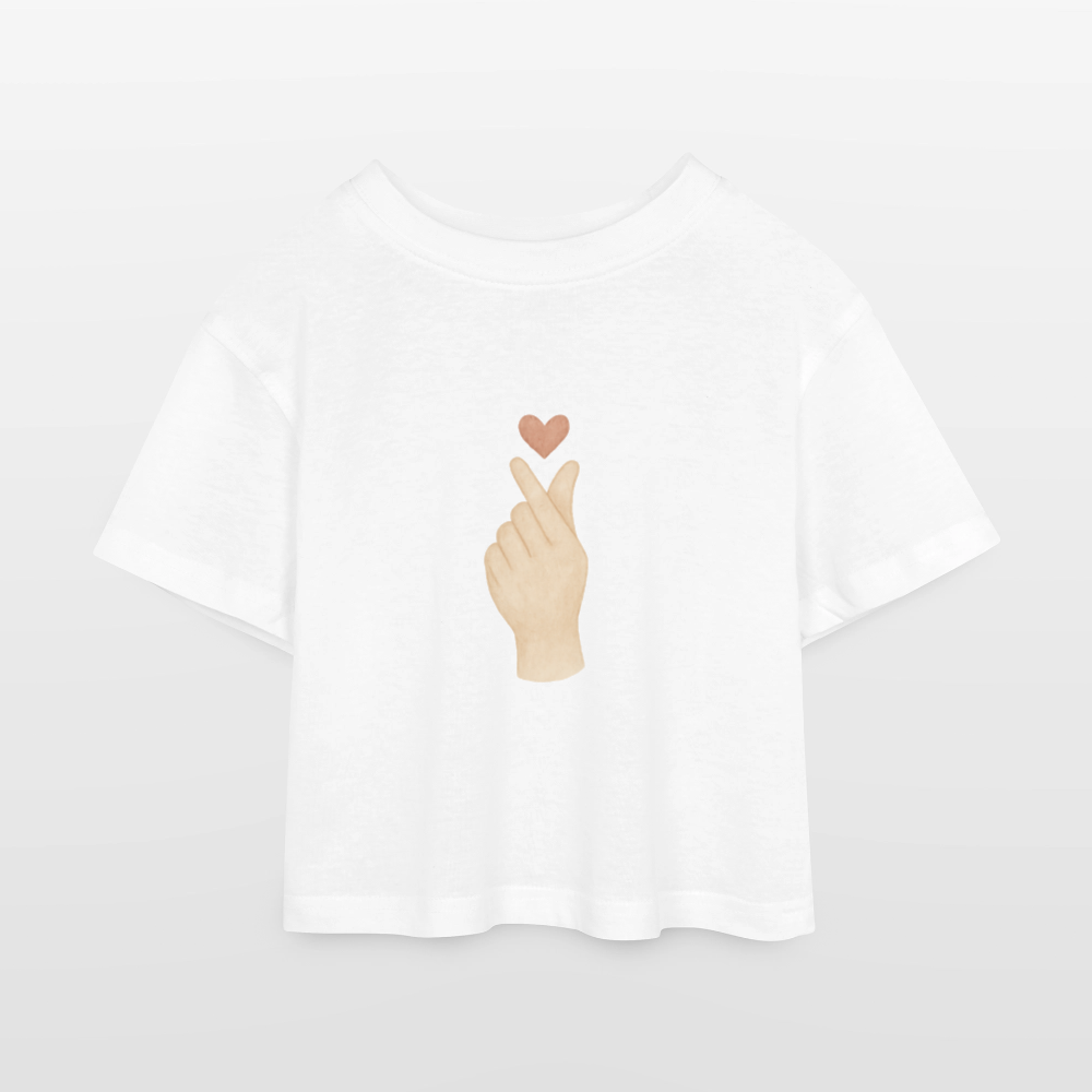 Kinder Cropped T-Shirt "Herz" - Weiß