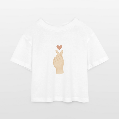 Kinder Cropped T-Shirt "Herz" - Weiß