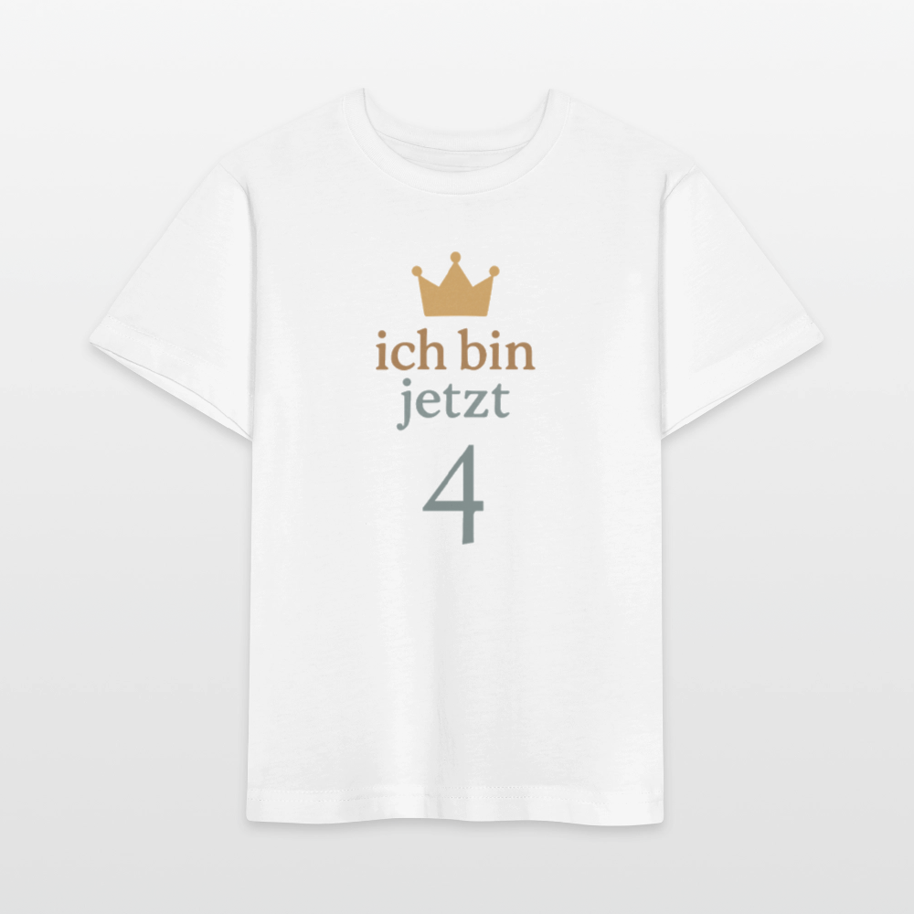 Bio Kinder T-Shirt "ich bin jetzt vier" - Weiß