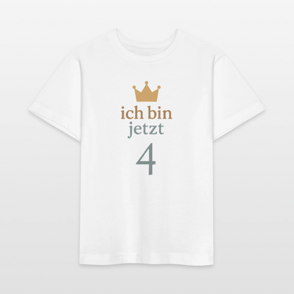 Bio Kinder T-Shirt "ich bin jetzt vier" - Weiß