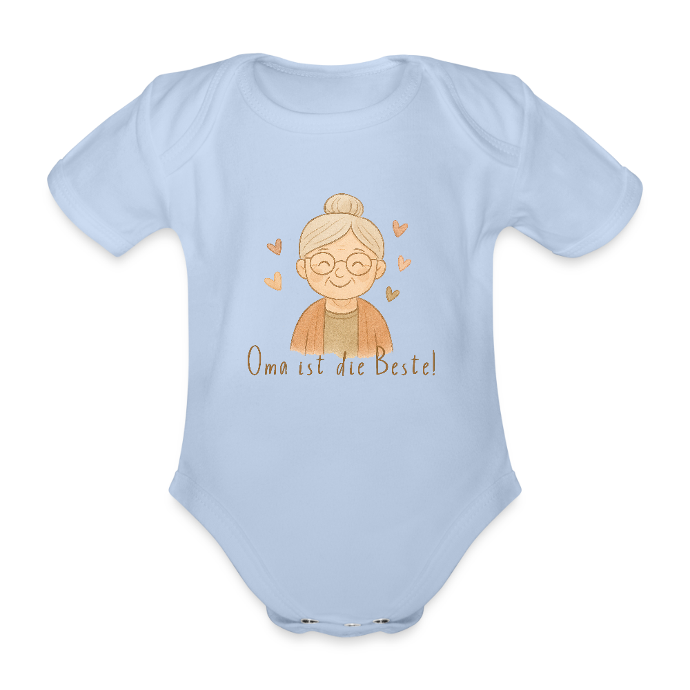 Bio Baby-Kurzarm-Body "Oma ist die Beste" - Sky