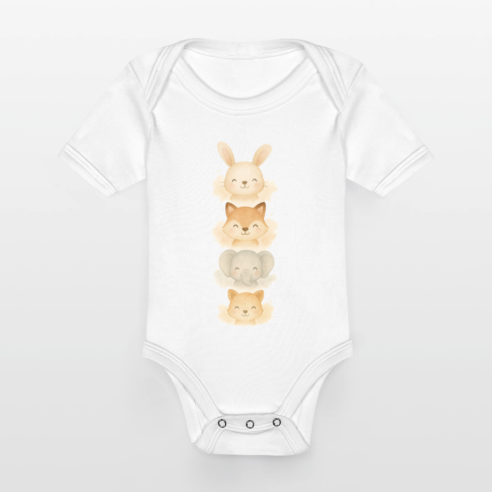 Bio Baby Kurzarm-Body "tierisch süß" - Weiß